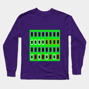 Colorful Green Pink Orange Pop Art Mod Square Pattern Long Sleeve T-Shirt